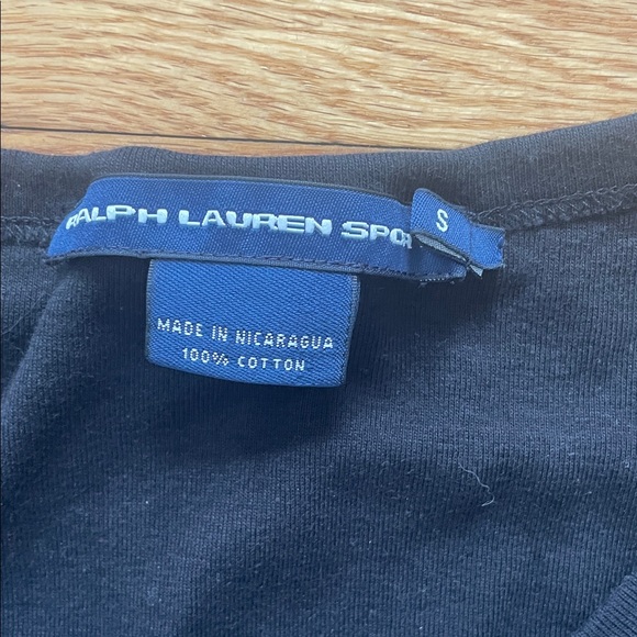 Ralph Lauren Black V-Neck Top with Red Logo 3/4 sleeves - Picture 2 of 2